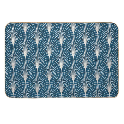 (Faux) Turquoise And (Faux) Silver Art Deco Pattern  Eco-Friendly Bath Mat
