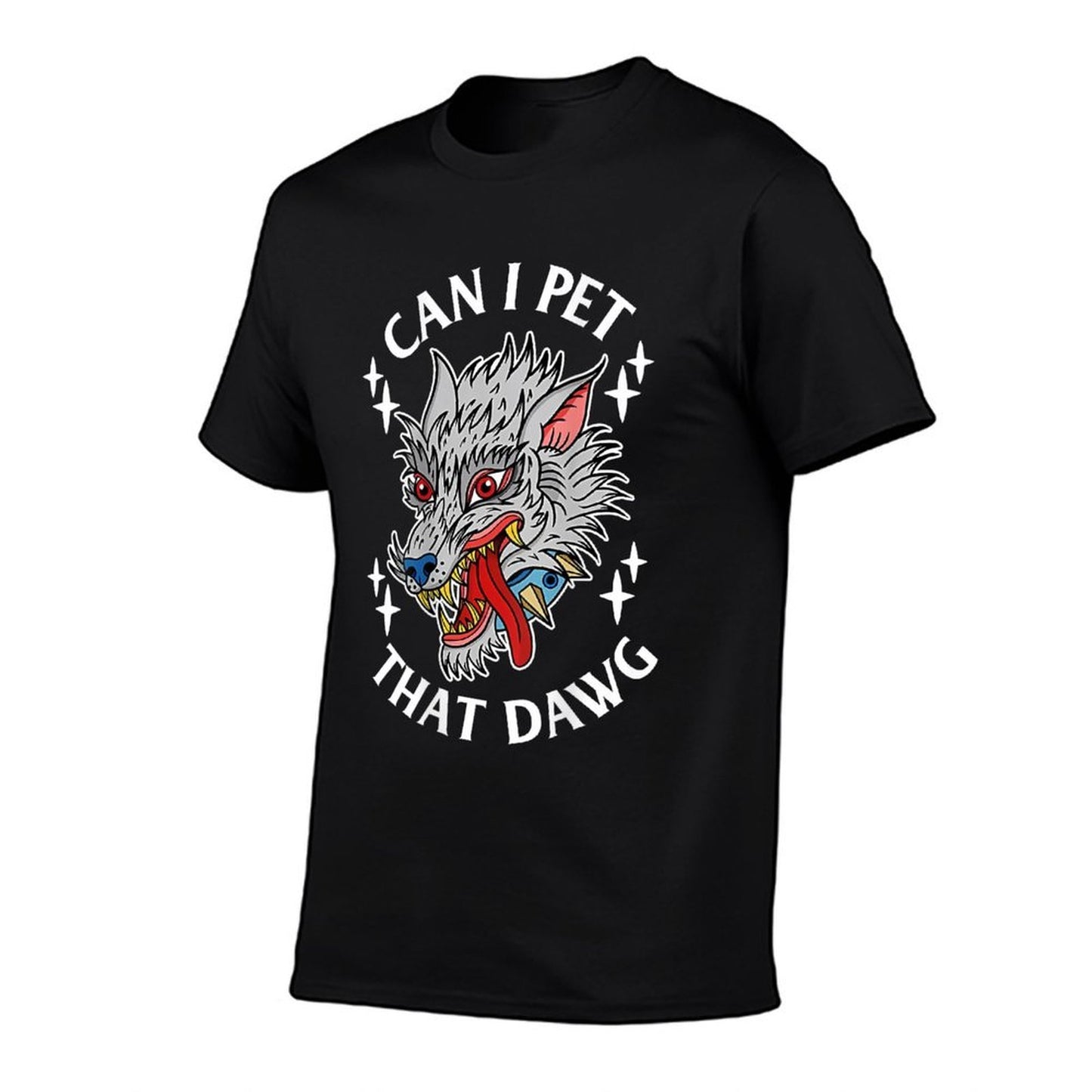 Can I Pet That Dawg Can I Pet That Dog Wolf Tattoo Art BACK  Soft T-Shirt