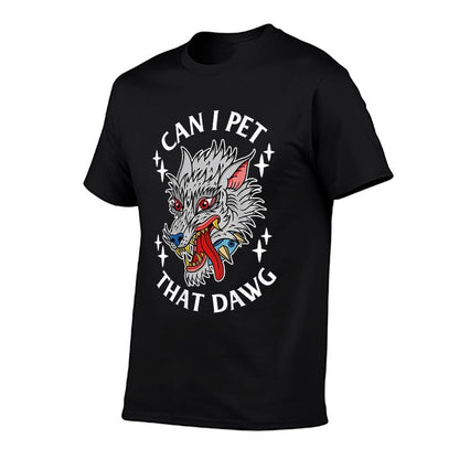 Can I Pet That Dawg Can I Pet That Dog Wolf Tattoo Art BACK  Soft T-Shirt