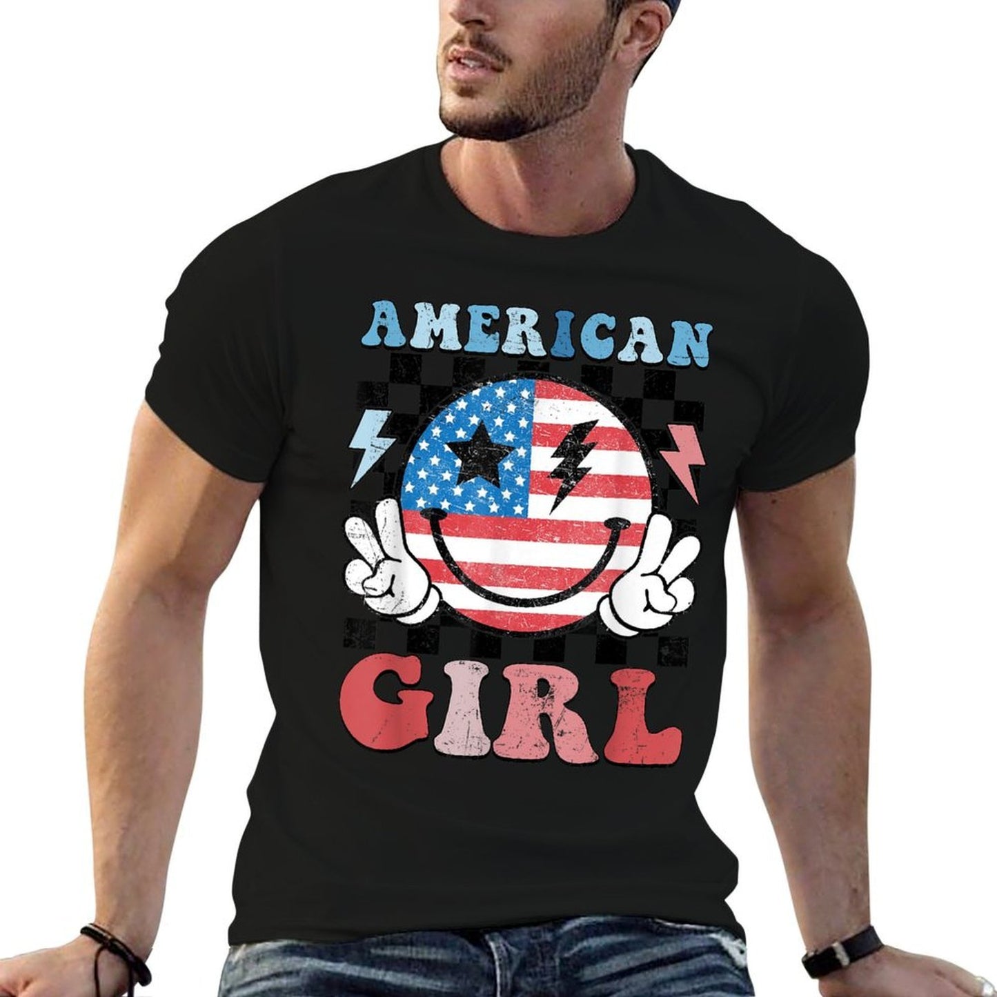American Girl Toddlerns Kids 4th of July Patriotic  Lightweight T-Shirt