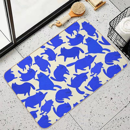 Blue Cats Pattern  Long-Lasting Bath Mat