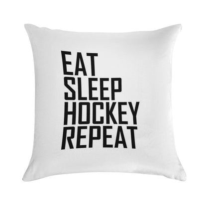 Eat Sleep Hockey Repeat- Hockey Lover Design Soft Skin-Friendly Throw Pillow