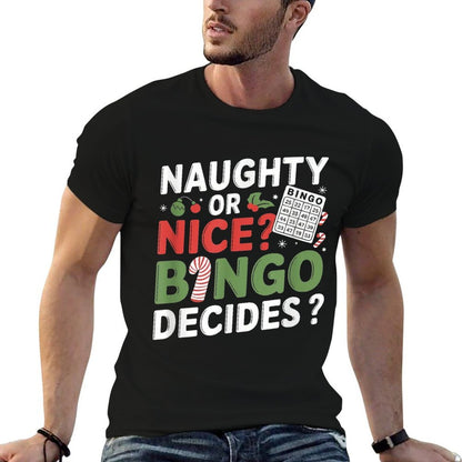 Naughty Or Nice Bingo Decides Funny Bingo Christmas  Oversized Silhouette T-Shirt