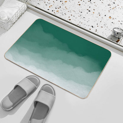 Emerald Green Watercolor Ombre (greenwhite)  Absorbent Bath Mat