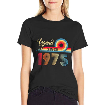 Legend Since 1975 Vintage 50th Birthday Retro 50 Year Old  Rolled Sleeves T-Shirt