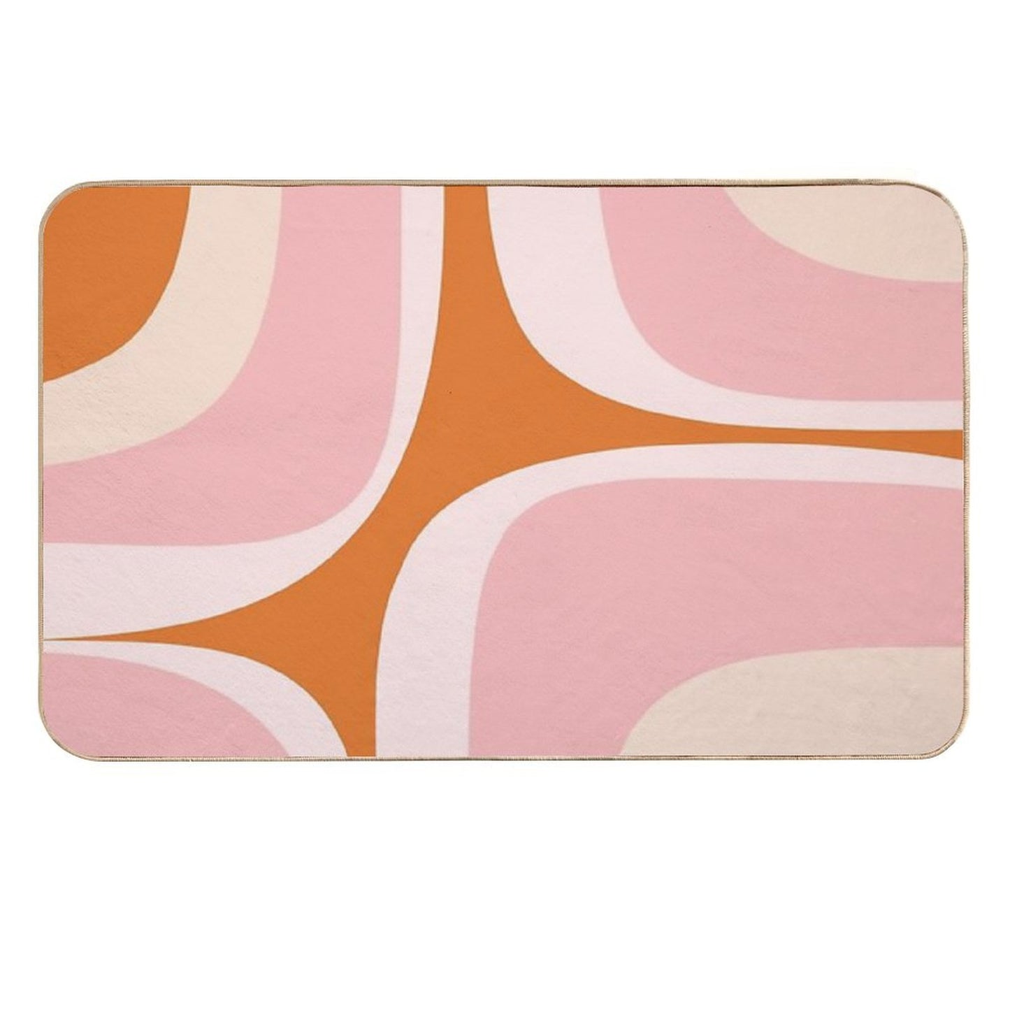 Retro Groove Pink And Orange Minimalist Abstract  Fade-Resistant Bath Mat