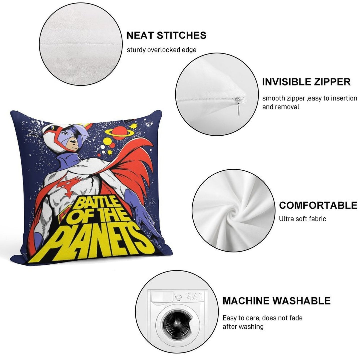 BATTLE OF THE PLANETS! Soft Easy Maintenance Throw Pillow