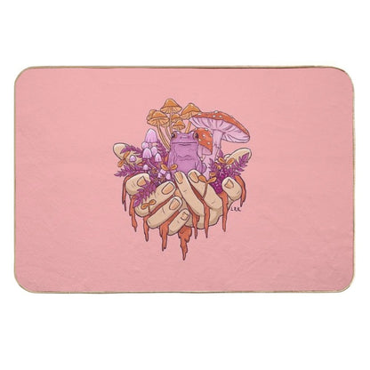 Sapphic Toadstool Frog Handful  Stain-Proof Bath Mat