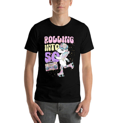 50th Birthday Roller Skate Party Unicorn Retro 90s Skating  Soft T-Shirt