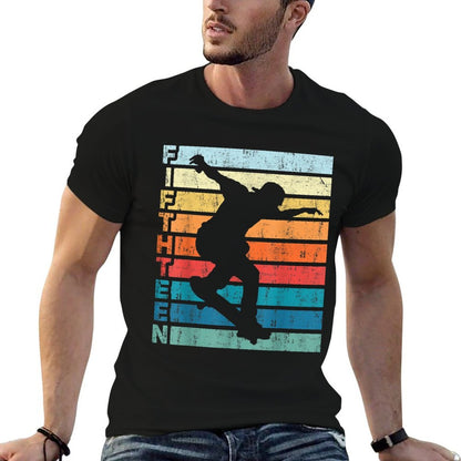 15 Year Old Skater Skateboarding 15th Birthday Party  Easy-care T-Shirt