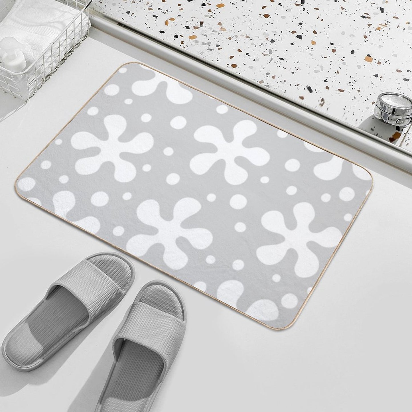 Pretty Mid Century Modern Floral Pattern 836  Odorless Bath Mat