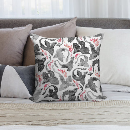 Dragon Fire Greys & Blacks Soft Decorative Cover Throw Pillow