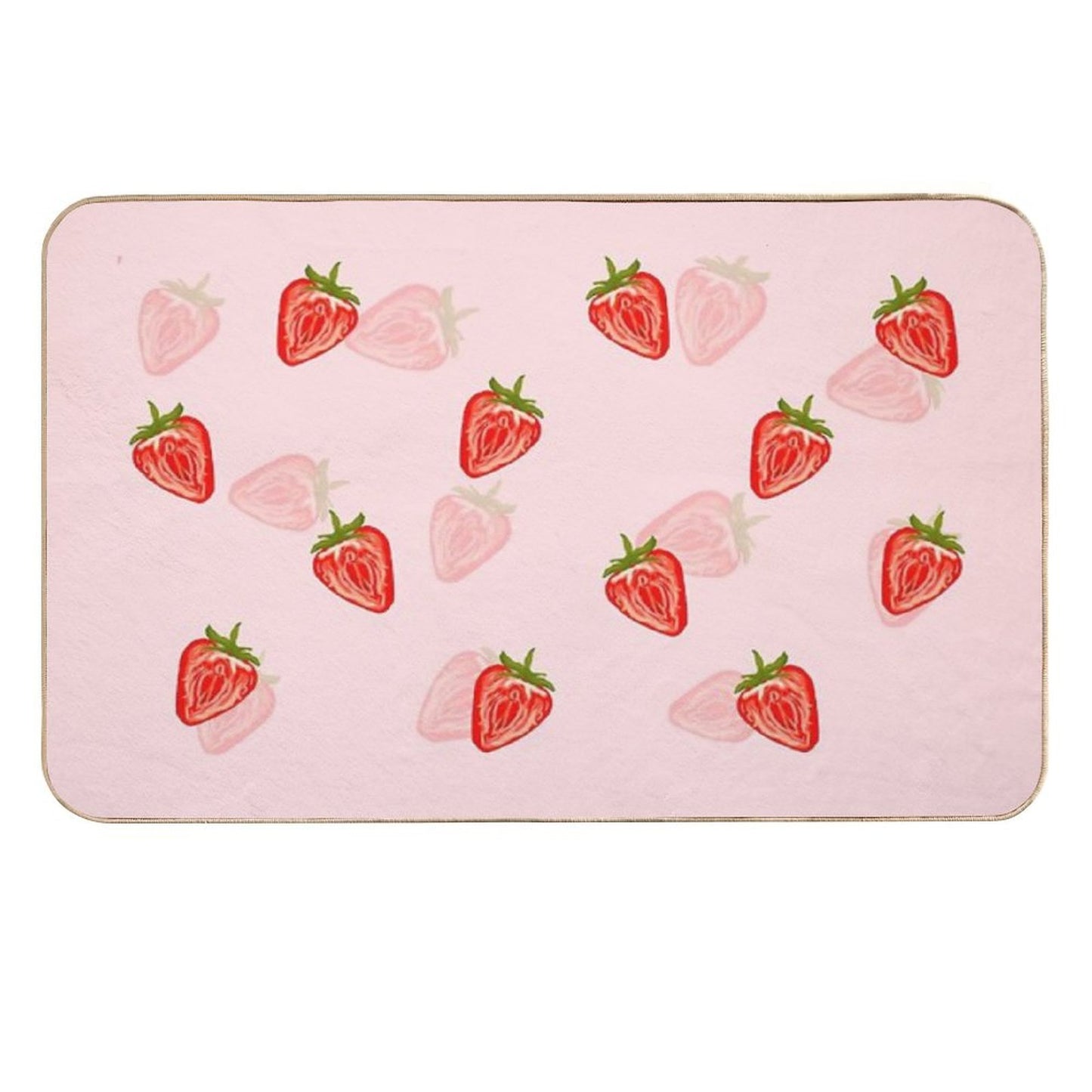 Strawberry Pattern  Easy Maintenance Bath Mat
