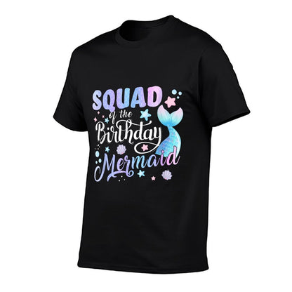 SQUAD Of The Birthday Mermaid Matching Family Party Mother  Ribbed Collar T-Shirt