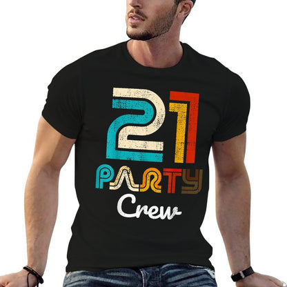 21 Party Crew - 21 Year Old Vintage 2002 21st Birthday Gift  Rolled Sleeves T-Shirt