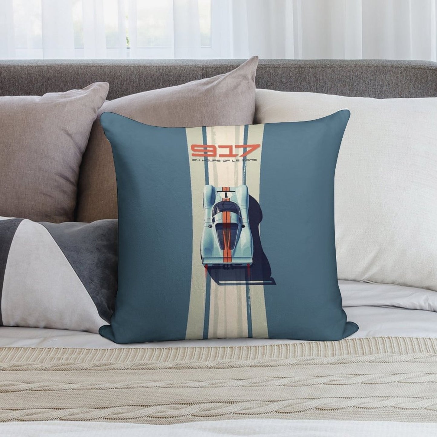 Porsche 917 24 Hours of Le Mans Race Car Soft Easy Maintenance Throw Pillow