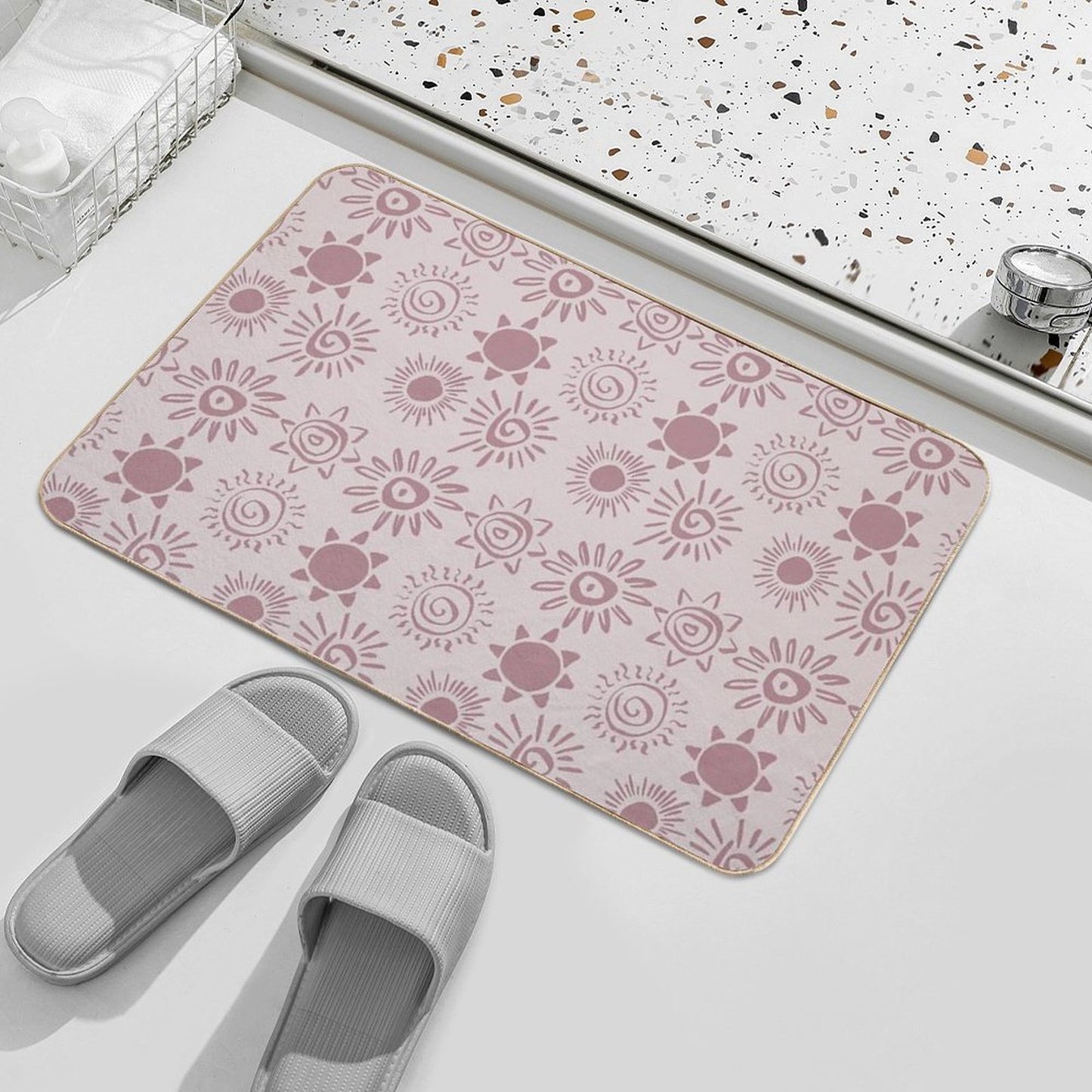 Magical Sun Bohemian Dreamy Aesthetic In Muted Colors Light & Dark Muted Pink  Multi-Purpose Bath Mat