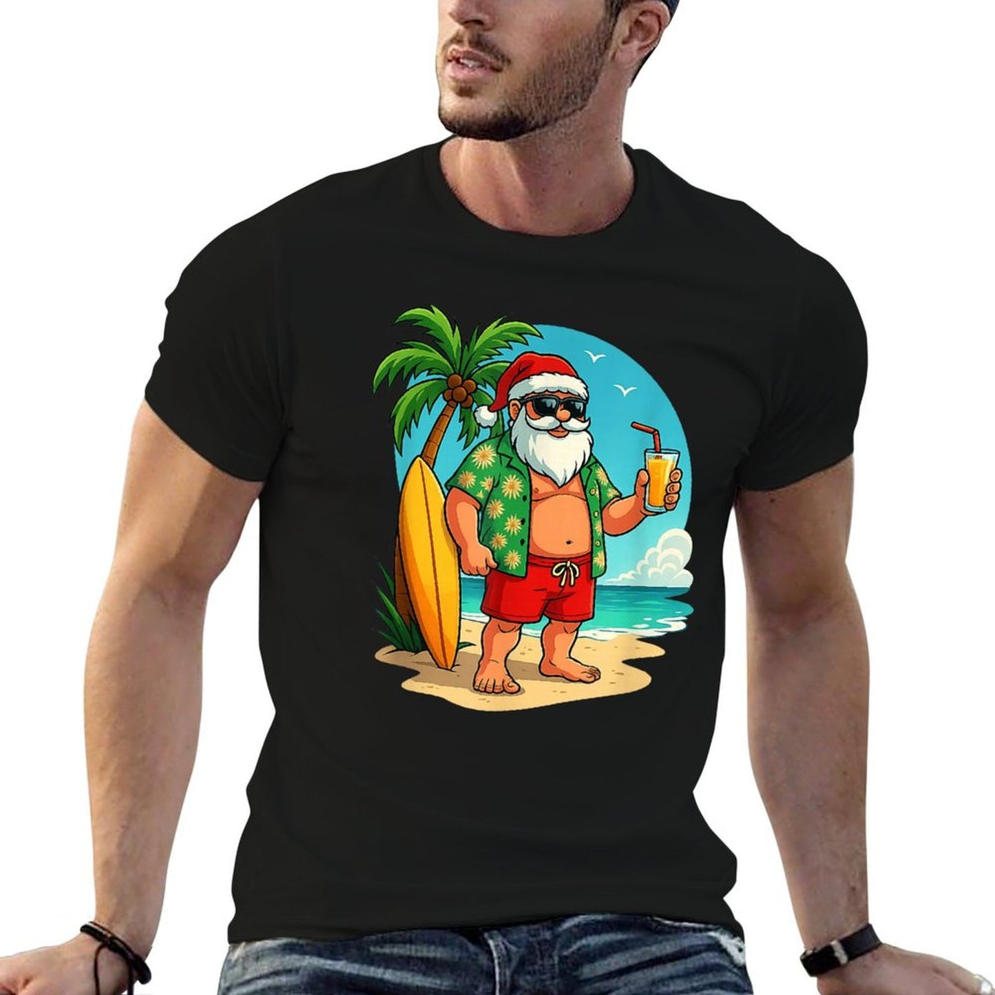 Christmas in July, Santa Beach Tropical Holiday Summer Fun  Vintage-inspired T-Shirt