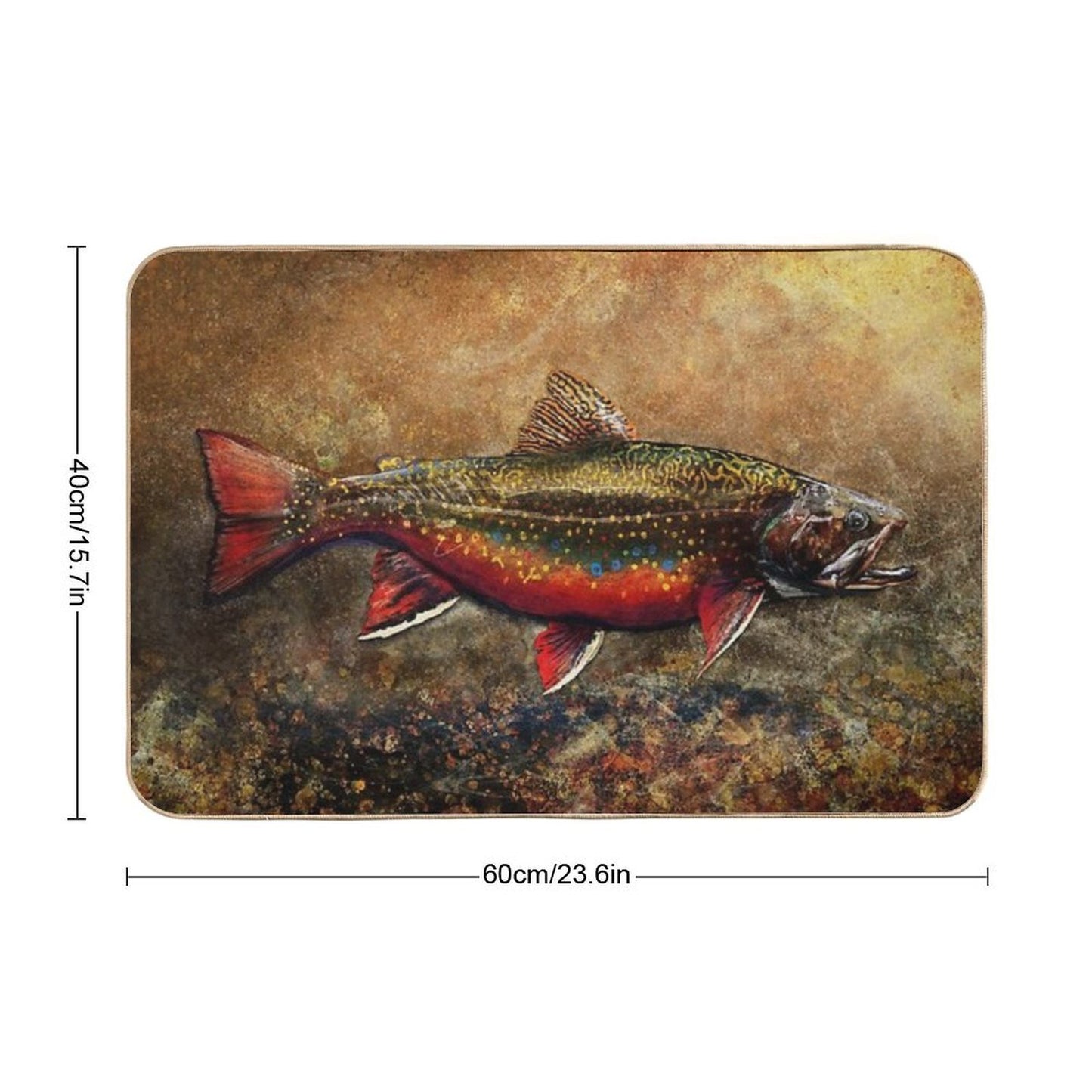 Spawning Male Brook Trout Illustration  Easy Maintenance Bath Mat