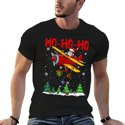 Christmas Santa Claus Pilot Flying Airplane  Soft T-Shirt