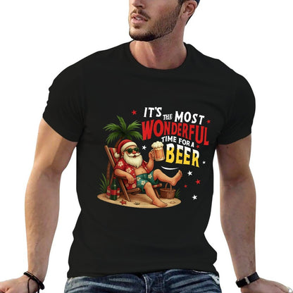 Its The Most Wonderful Time for A Beer Funny Santa Summer  Breathable T-Shirt