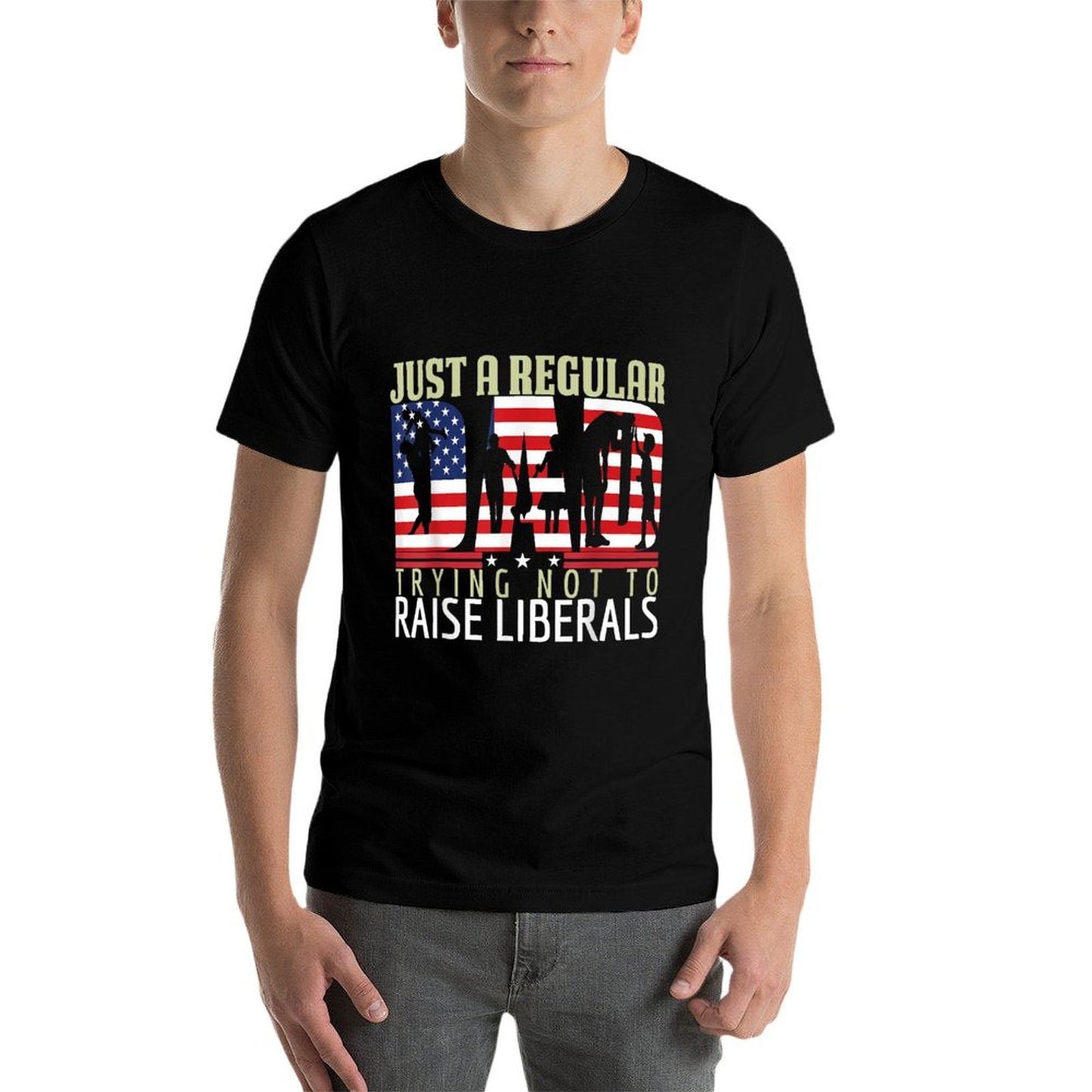 Just A Regular Dad Trying Not To Raise Liberals Father's Day  Heathered Texture T-Shirt