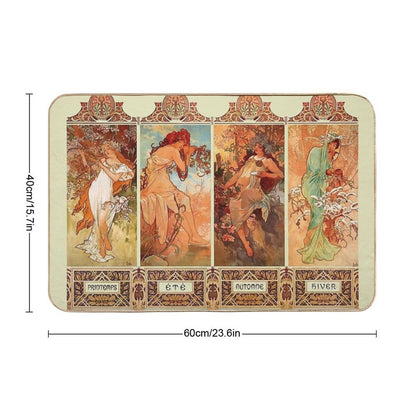Alphonse Mucha Four Seasons Art Nouveau  Odorless Bath Mat