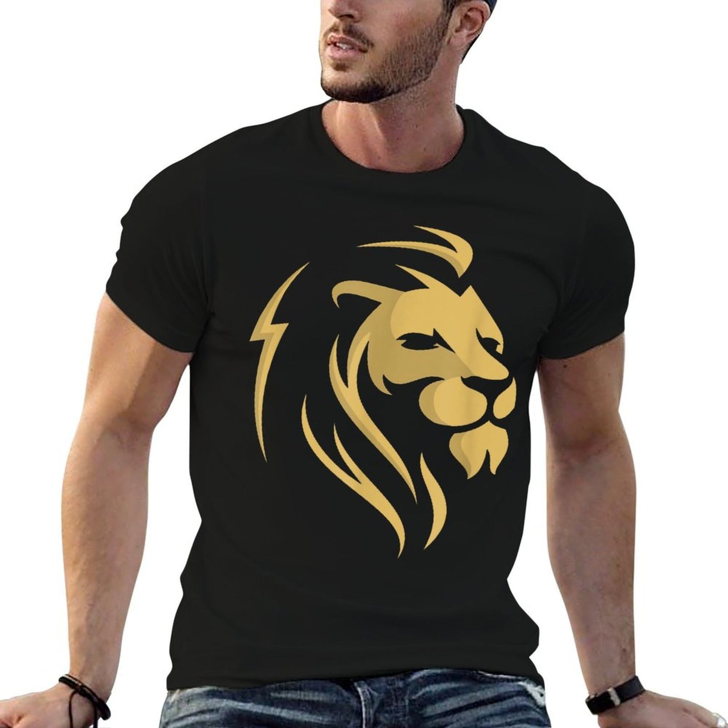 Gold Lion Head Logo For Boy Girl Kids  Heathered Texture T-Shirt