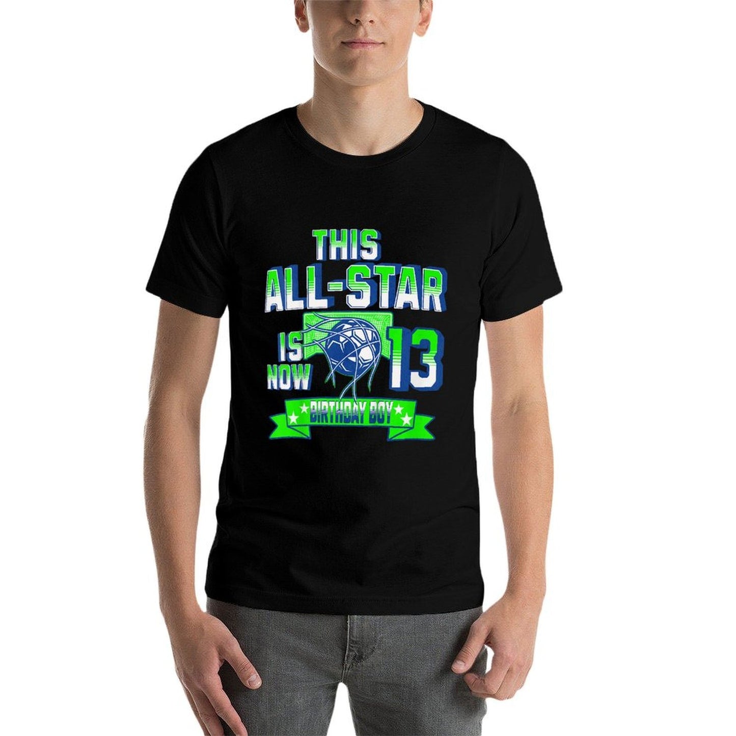 Kidsn All-Star Age13 Soccer Fanatic Fun 13-Year-Old Birthday  Oversized Silhouette T-Shirt