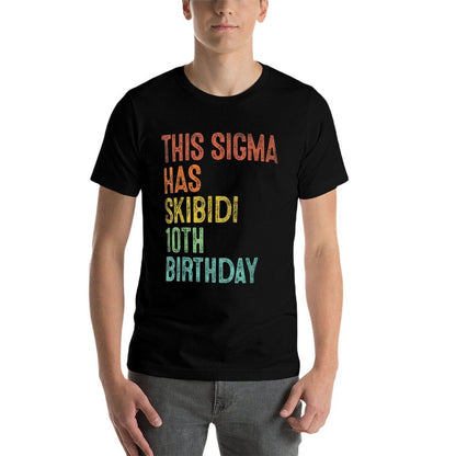 This Sigma Has Skibidi 10th Birthday Gifts 10 Years Old Boys  Ribbed Collar T-Shirt