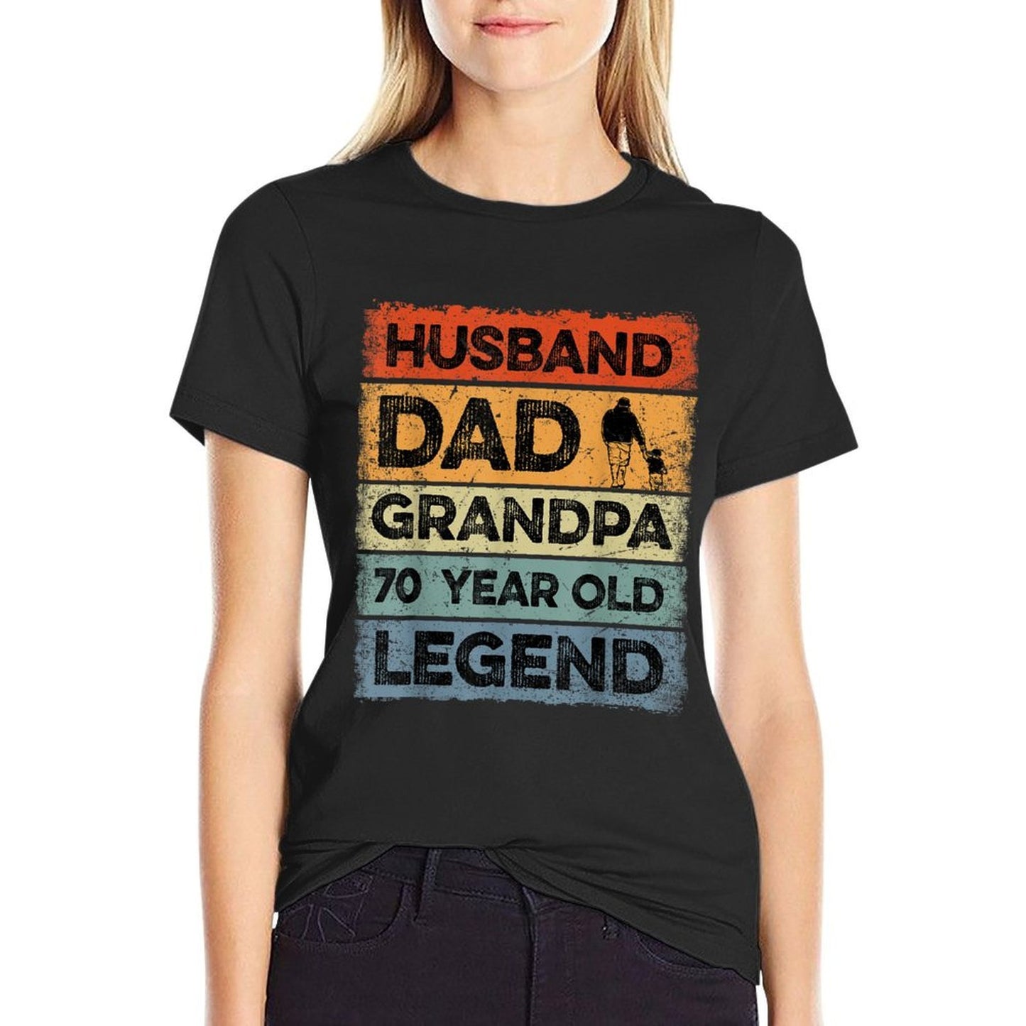 Husband Dad Grandpa 70 Year Old Legend 70th Birthday Vintage  Stretchy T-Shirt