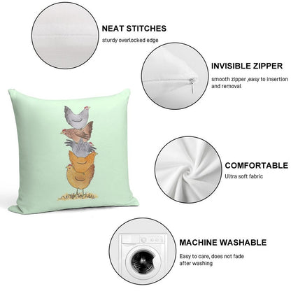 Hen Tower Soft Washable Throw Pillow