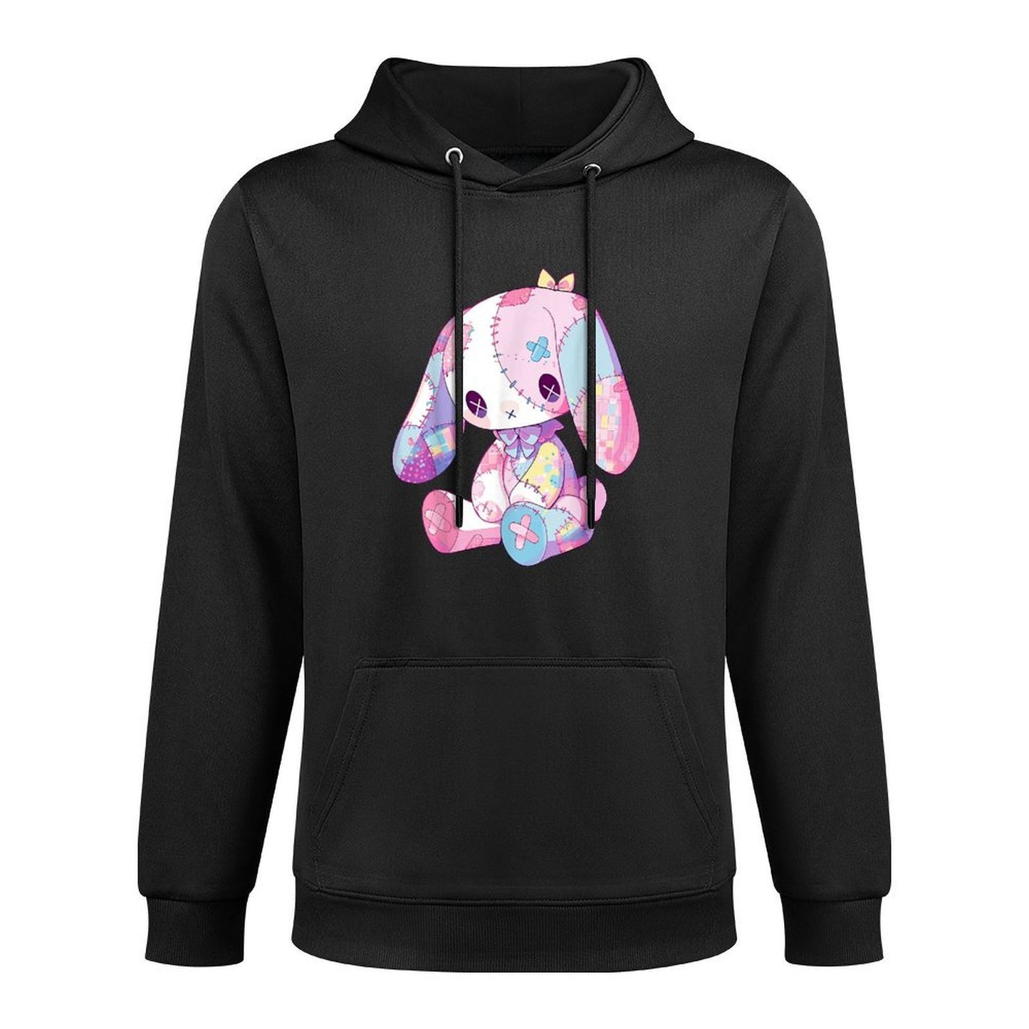 Kawaii Pastel Goth Creepy Cute Witchy Sad Zombie Pink Bunny Cotton-Polyester Blend Hoodie