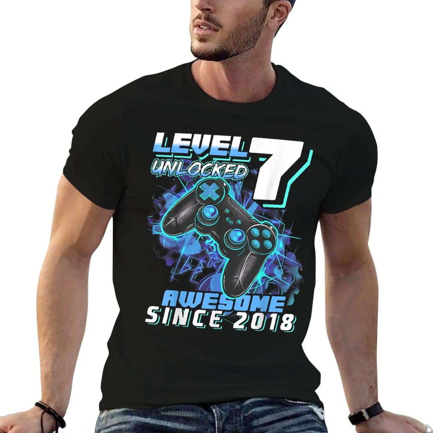 7th Birthday Boy Level 7 Gamer 7 Year Video Game Party  Vintage-inspired T-Shirt