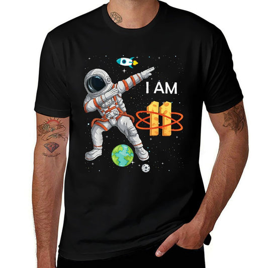 11 Years Old Birthday Boy Astronaut Space 11th B-Day  Trendy Pattern T-Shirt