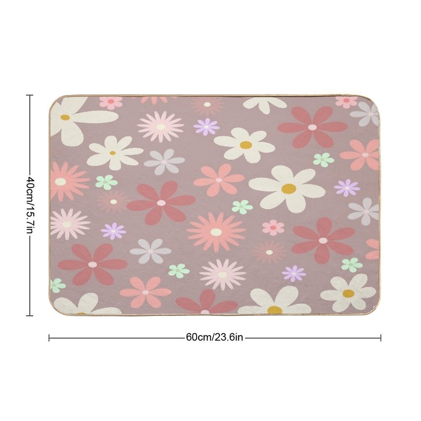 Small Unique Flower Pattern  Repositionable Bath Mat