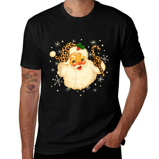 Funny Santa Claus Face Christmas Xmas Leopard Santa Hat  Affordable Price T-Shirt