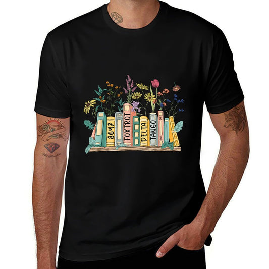 8647 Foxtrots Deltas Tangos Book Flower Slim-fit Cut T-Shirt