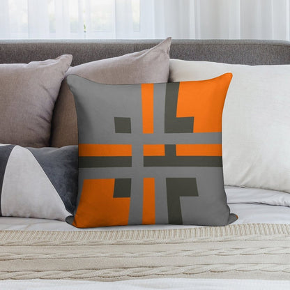 Divine Color Block Grey And Orange 01 Soft Style Accent Throw Pillow