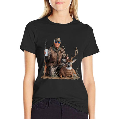 Trump Deer Hunting Donald Trump Old School Camouflage  Easy-care T-Shirt