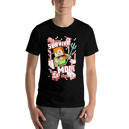 Minecraft Alex Survival Mode Trident  Oversized Silhouette T-Shirt