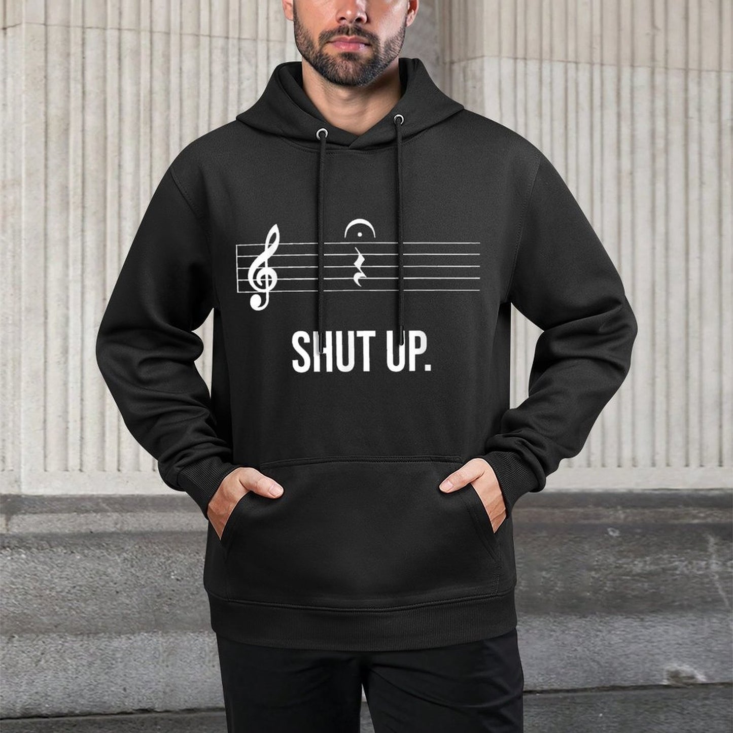 Funny Music Shut Up Quarter Rest And Fermata Colorfast Hoodie