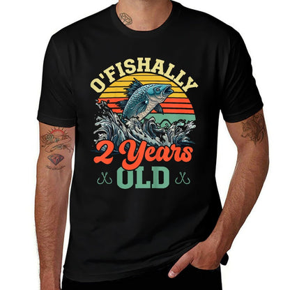 Kids 2nd Birthday Fishing Decorations Ofishally 2 Years Olds  Slim-fit Cut T-Shirt