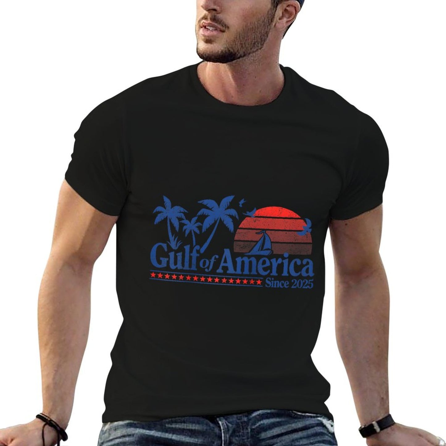 Gulf of US America Shirt Retro Golf of US America Shirt Raglan Baseball Heathered Texture T-Shirt