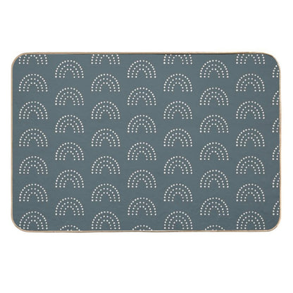 Navy Rainbow Pattern  Fade-Resistant Bath Mat