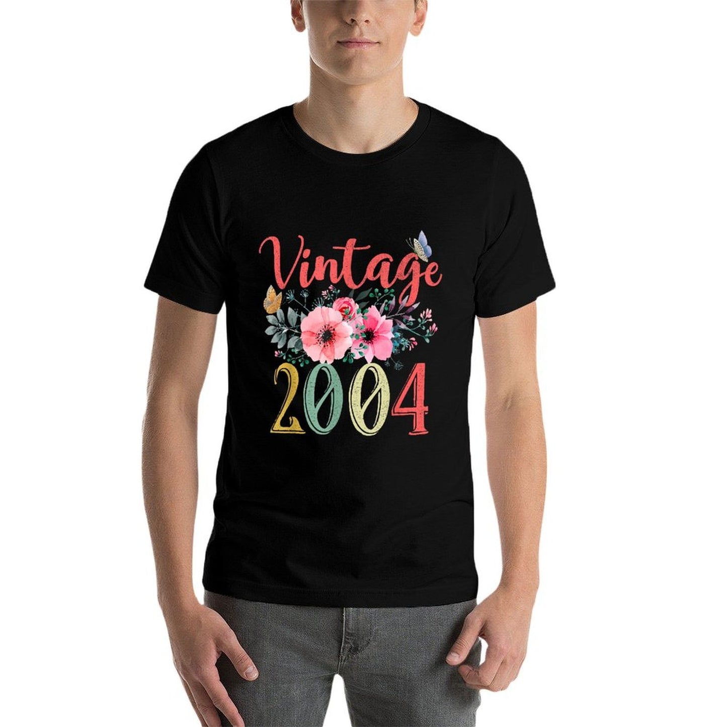Vintage 2004 Floral Hippie Groovy Wildflower 21st Birthday  Graphic-printed T-Shirt