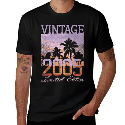 Vintage 2005 Limited Edition 20th Birthday 20 Year Old Gifts  Ribbed Collar T-Shirt