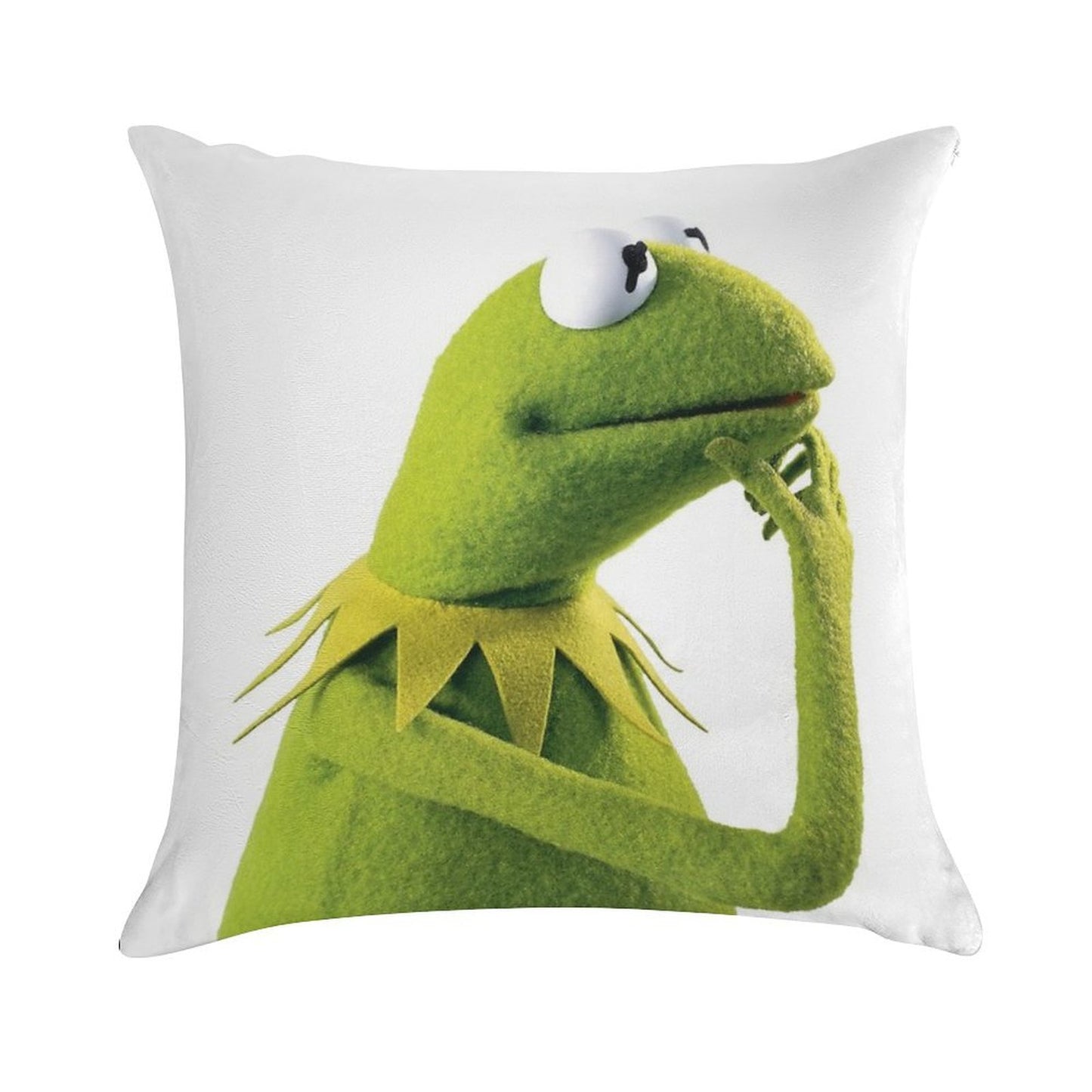 Kermit Contemplating, An Aesthetic Soft Reinforced Edging Throw Pillow