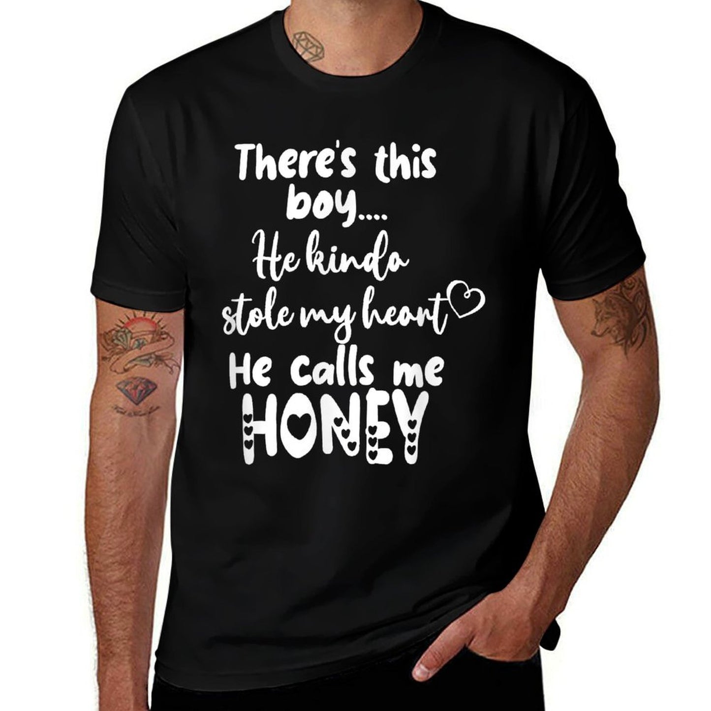 Special Grandma Grandmother This Boy Calls Me Honey  Heathered Texture T-Shirt