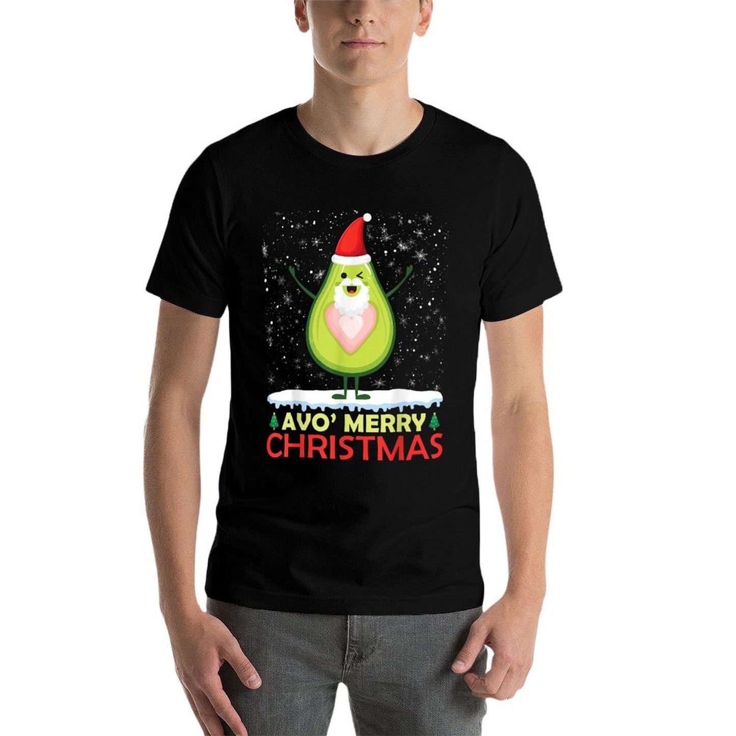 Santa Avocado Avo Merry Christmas Vegan Pajama Avocado Lover  Tagless Design T-Shirt